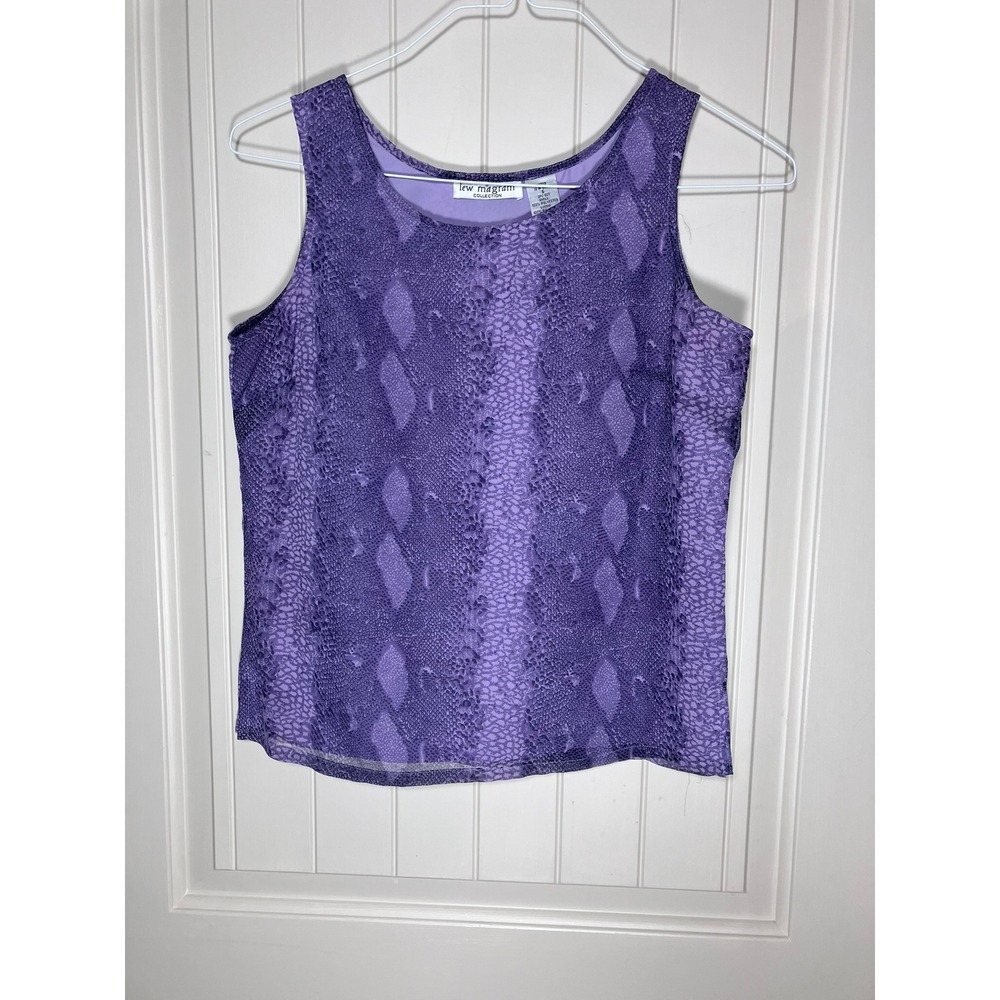 Lew Magram Collection Small Purple Snakeskin Print Tank Top‎ Sleeveless Blouse